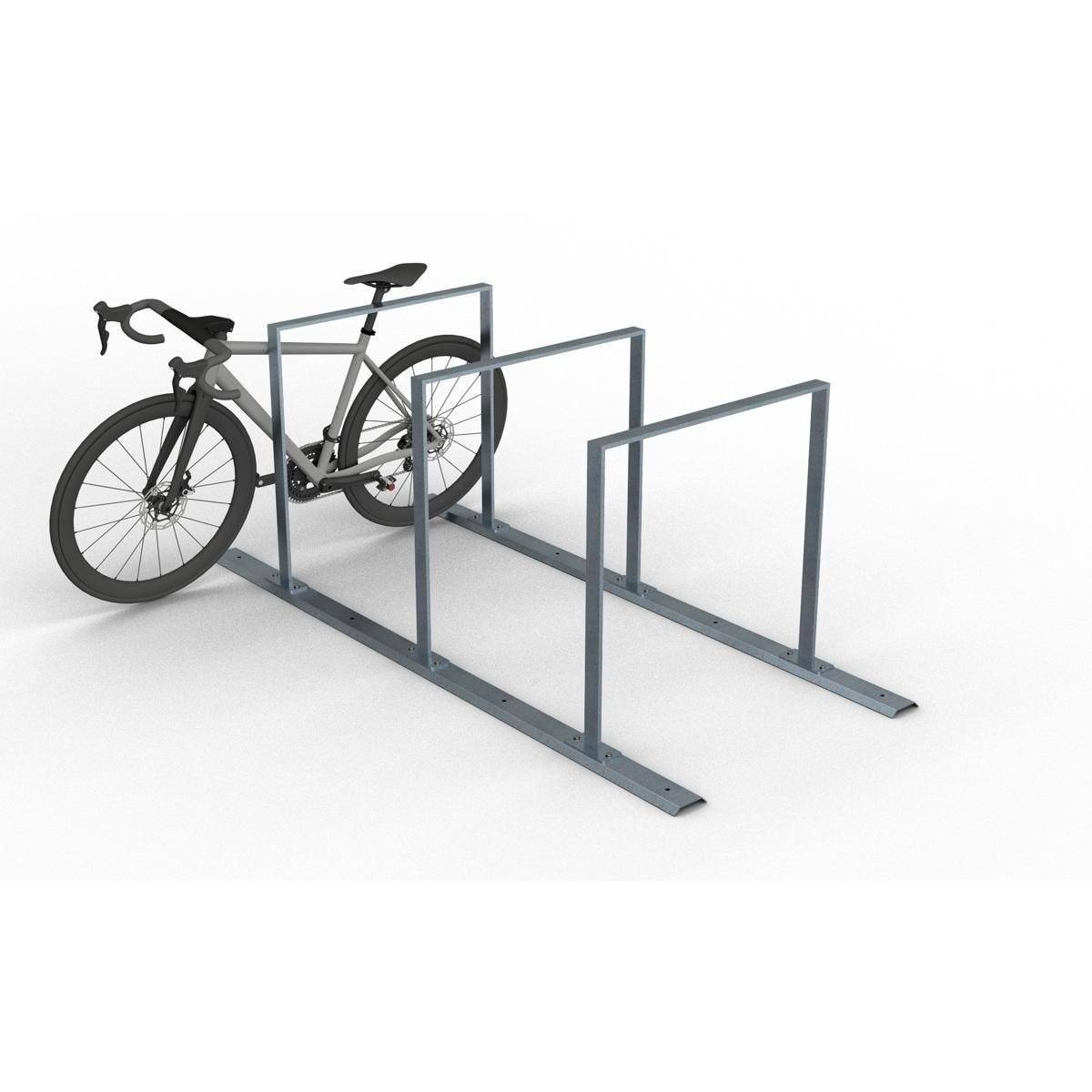 Anlehnbügel Schienensystem, 3 Bügel Flachstahl 50x12 mm, 2100x800mm (LxB), zum Aufschrauben-2