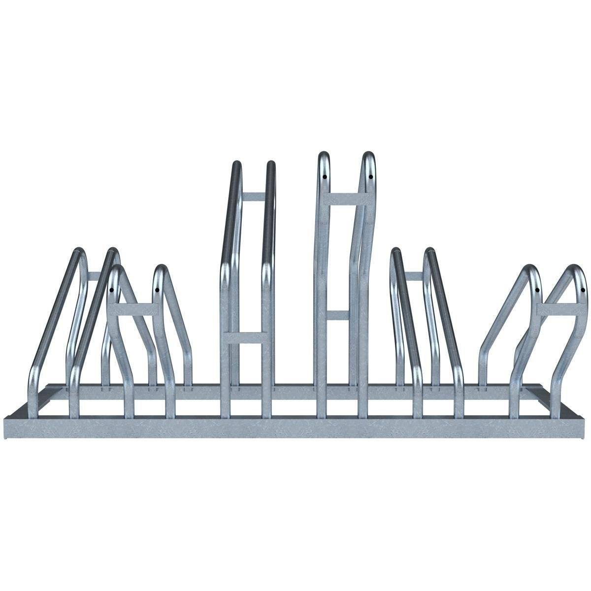 Fahrradständer, 2x3 Plätze, Reihenanlage 1050x600 mm, Hoch-/Tiefstellung, beidseitig, feuerverzinkt-1