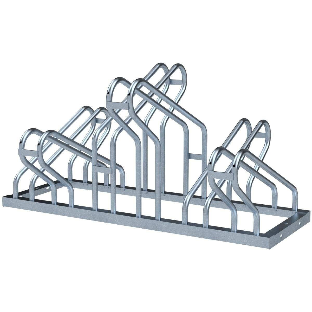 Fahrradständer, 2x3 Plätze, Reihenanlage 1050x600 mm, Hoch-/Tiefstellung, beidseitig, feuerverzinkt-2