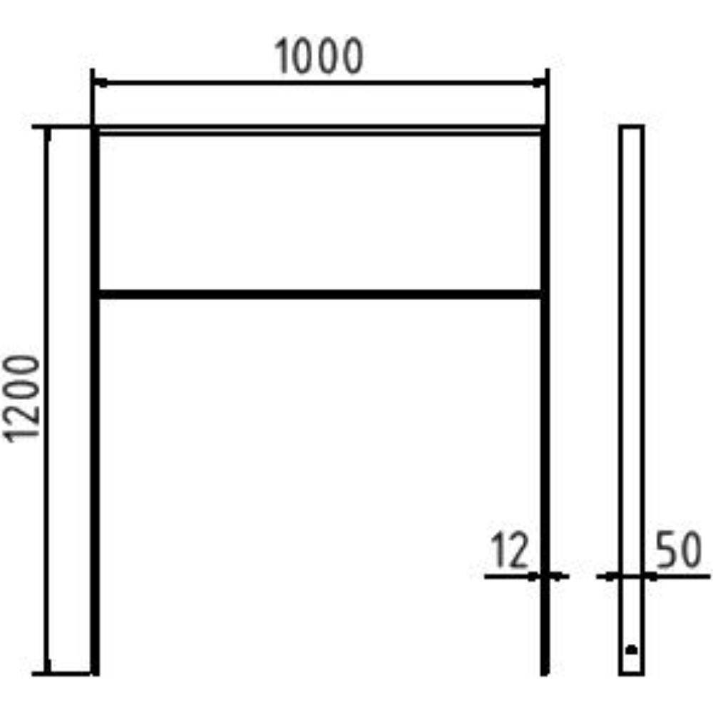 Flachstahlbügel 50x12mm, Einbetonieren, 1200x1000 mm (HxB), Querholm, feuerverzinkt-3