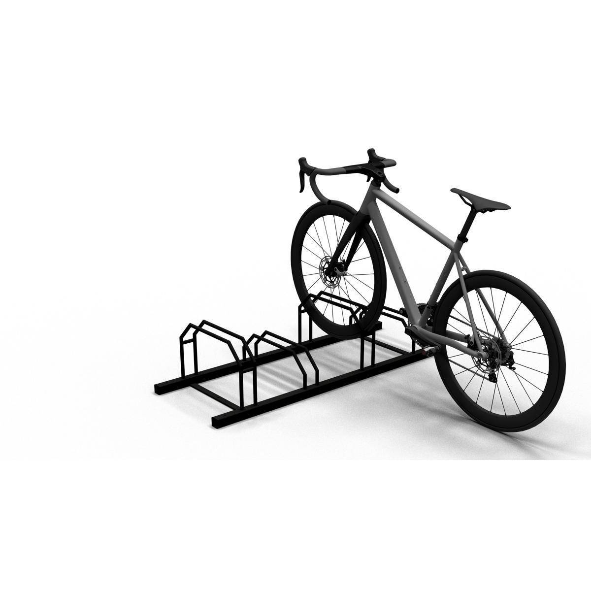 Fahrradständer, 4 Plätze, Reihenanlage, 1400x500 mm, Hoch-/Tiefstellung, beidseitig, Tiefschwarz-1
