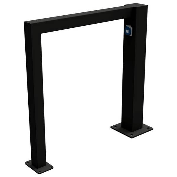 E-Bike-Anlehnbügel Ladestation, Vierkantrohr, 800 x 800 mm (HxB), Aufdübeln, schwarz