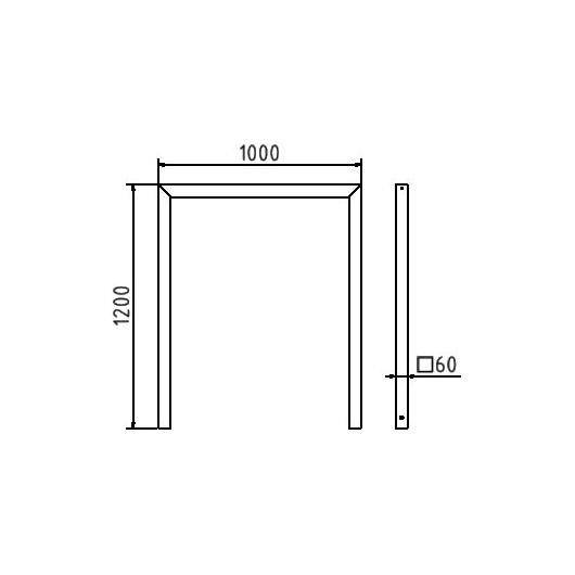 Anlehnbügel, 1000mm, zum Einbetonieren, 800mm Überflur, Rechteckrohr 60x60mm, Eisenglimmer-2