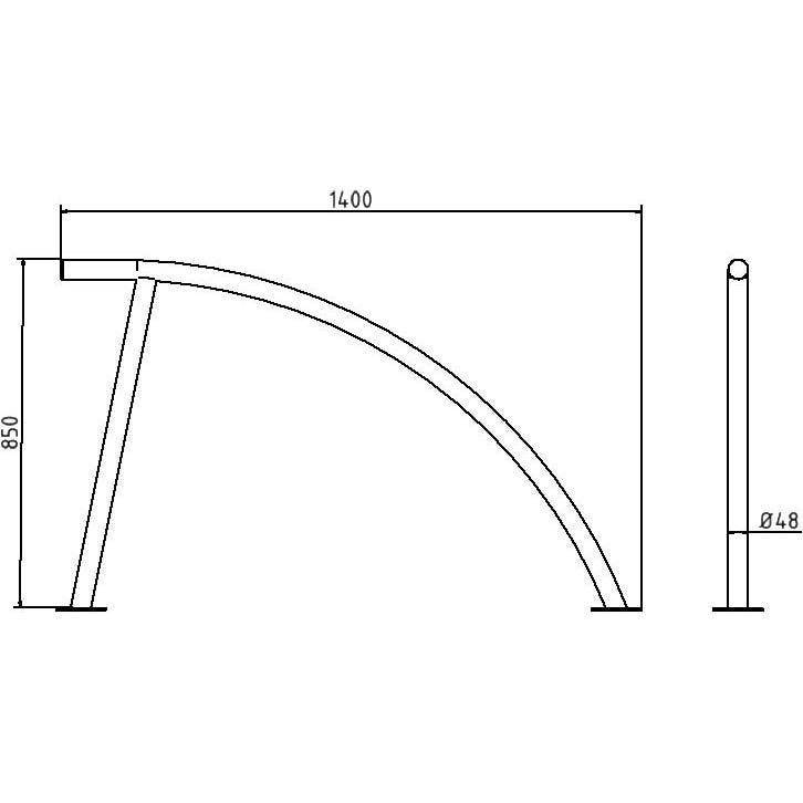 Anlehnbügel zum Aufdübeln, Stahlrohr Ø48mm, 850x1400mm (HxB), feuerverzinkt-2