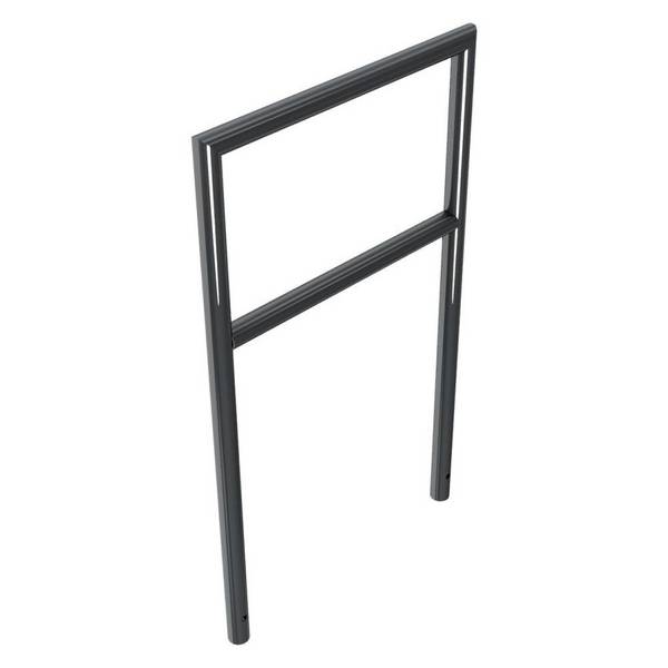 Abweisebügel auf Gehrung geschweißt, Stahlrohr Ø48mm, 1200x700 mm (HxB), Querholm, Eisenglimmer