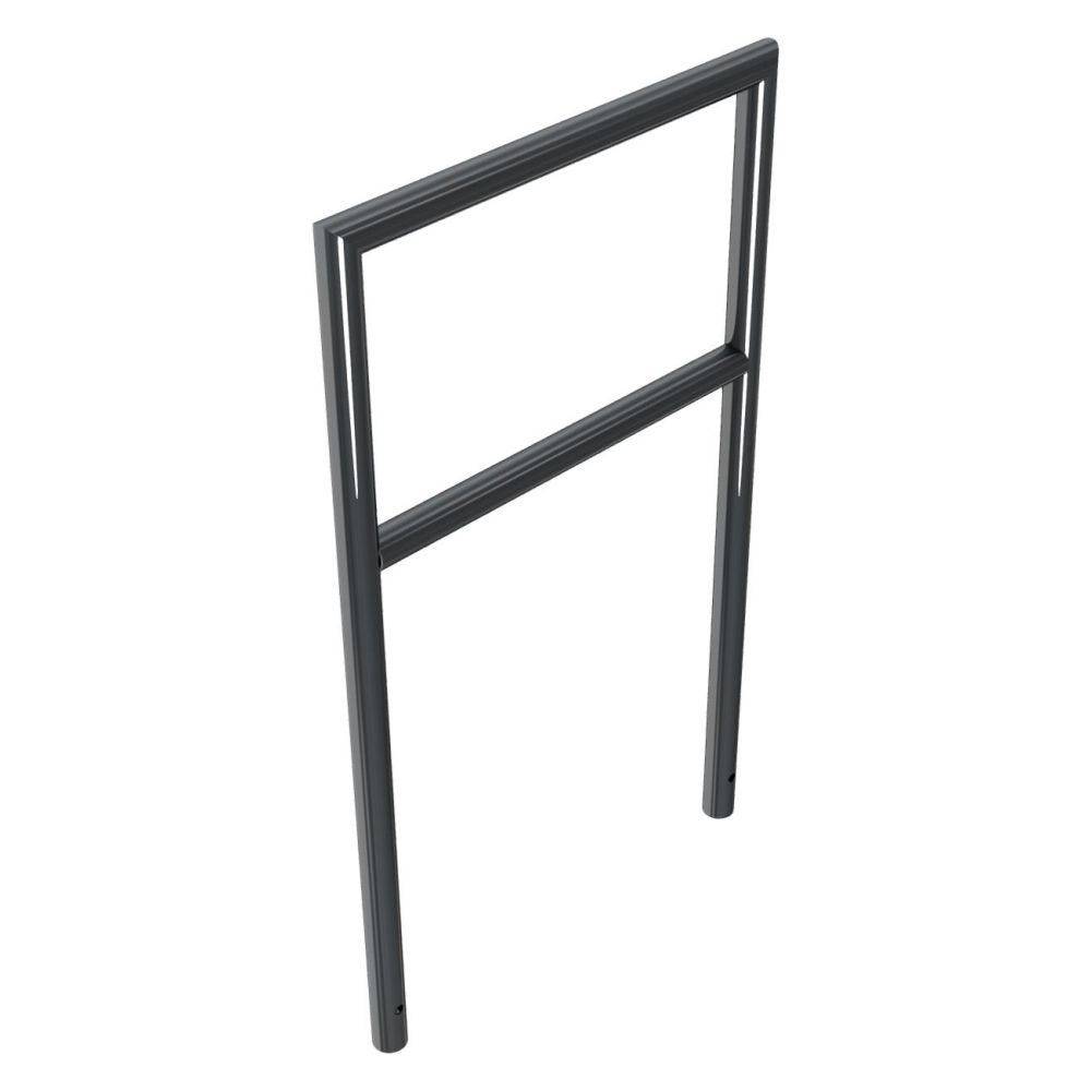 Abweisebügel auf Gehrung geschweißt, Stahlrohr Ø48mm, 1200x700 mm (HxB), Querholm, Eisenglimmer-0