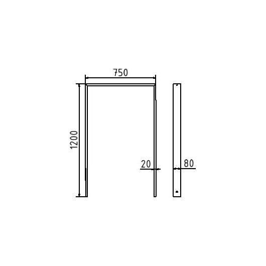 Anlehnbügel, 750mm, zum Einbetonieren, 800mm Überflur, Rechteckrohr 80x20mm, Eisenglimmer-3
