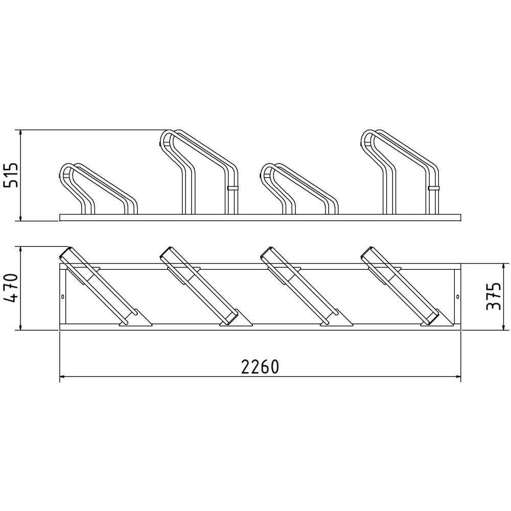 Fahrradständer, 4 Plätze, 45° links, 2260x500 mm, Hoch-/Tiefstellung, einseitig, feuerverzinkt-4