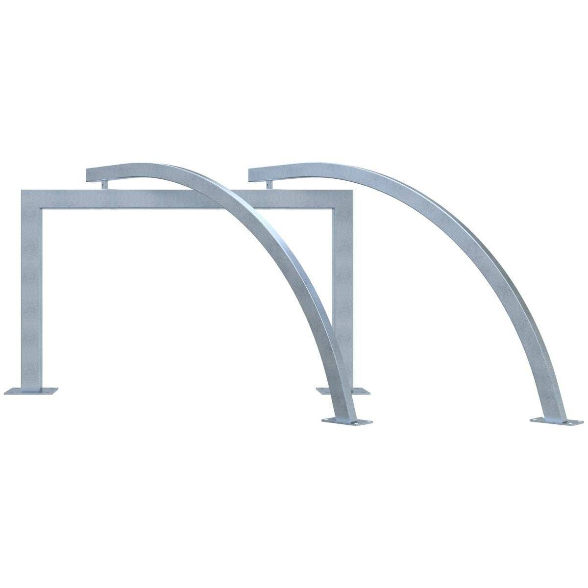 Anlehnbügel-Set, 2 Stellplätze, Vierkant-Rahmen + 2 aufschraubbare Anlehnbügel, 1400 mm, Aufdübeln-3
