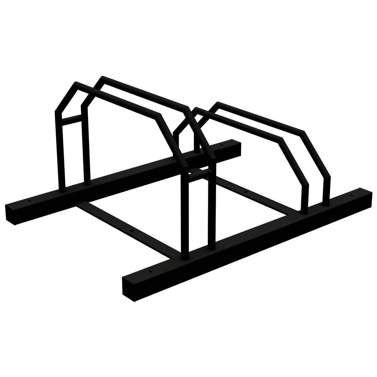Fahrradständer, 2 Plätze, Reihenanlage, 750x500 mm, Hoch-/Tiefstellung, beidseitig, Tiefschwarz-0