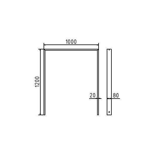 Anlehnbügel, 1000mm, zum Einbetonieren, 800mm Überflur, Rechteckrohr 80x20mm, feuerverzinkt-3