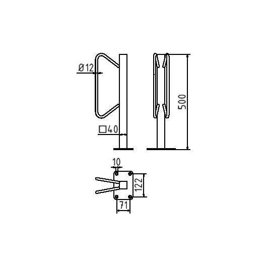 Einzelparker, zum Aufdübeln, Standrohr 40x40mm, Bügel 12mm Rundstahl, Höhe 500mm-4