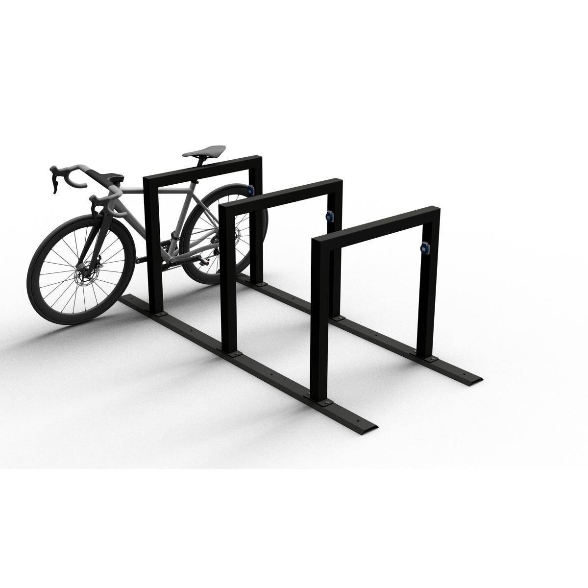 E-Bike 3er-Anlehnbügel Ladestation, ohne Ladeboxen, zum Aufschrauben, schwarz-1