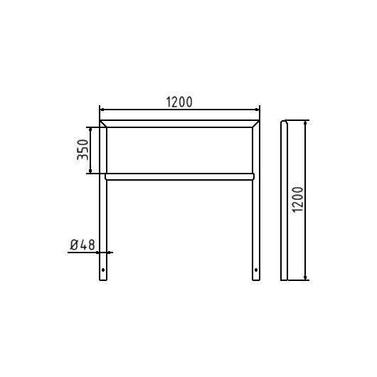 Abweisebügel auf Gehrung geschweißt, Stahlrohr Ø48mm, 1200x1200 mm (HxB), Querholm, feuerverzinkt-1