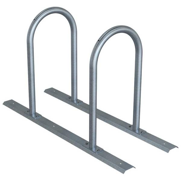 Anlehnbügel Schienensystem, 2 Bügel Rundrohr Ø48 mm, 1400x460mm (LxB), zum Aufschrauben