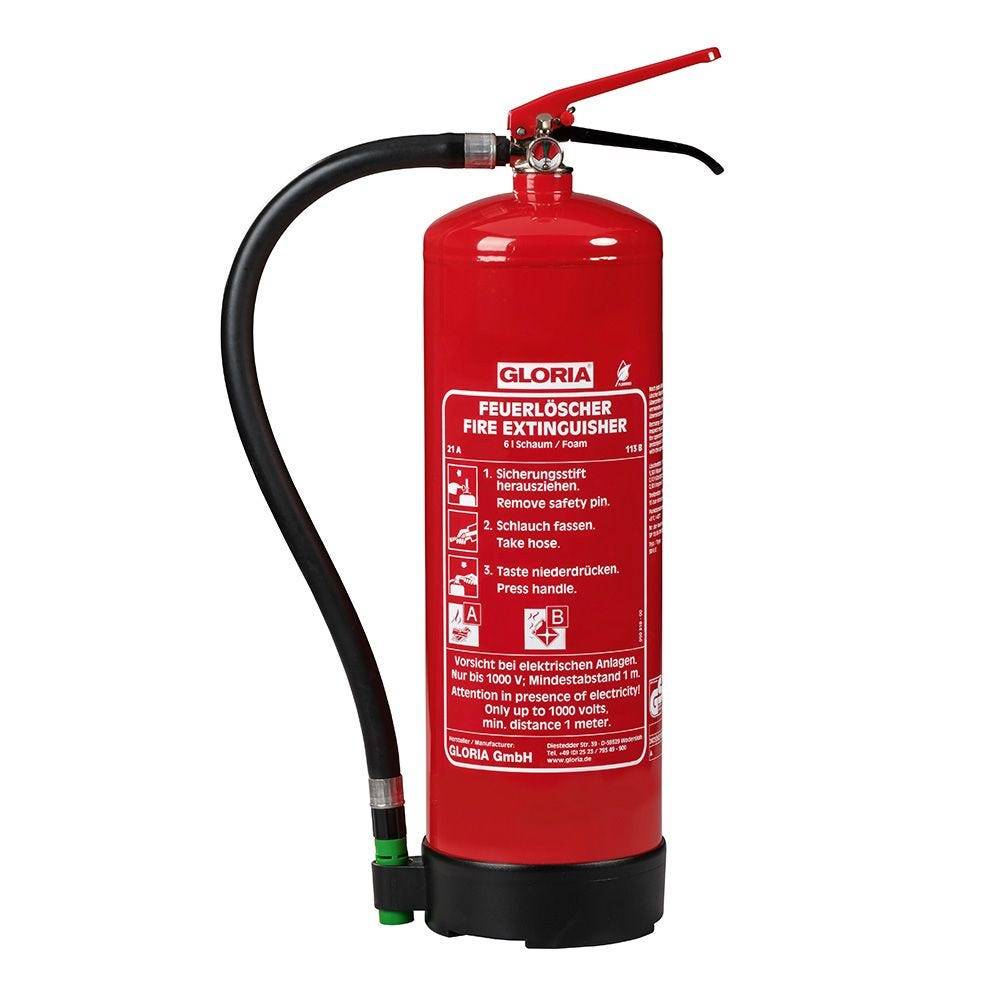 Gloria Bio-Schaum-Feuerlöscher SD 6 E (fluorfrei) Manometer, Wandhalter, Brandklasse A u. B, 6LE-0