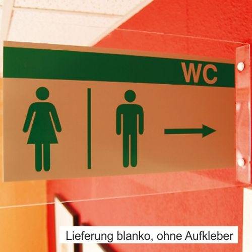 Schilderträger, Fahnenschild für Wandmontage, Acrylglas, transparent, 200 x 200 mm, 2 x gebohrt-0