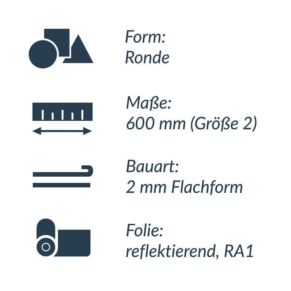 Verkehrszeichen StVO, Verbot für Kraftfahrzeuge VZ 260, Alu 2 mm Flachform, Ø 600 mm, RA1-1