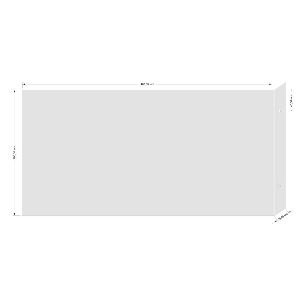 Schilderträger, Fahnenschild für Wandmontage, Kunststoff, 2 mm dick, 402 x 200 mm, 2 x gebohrt-1