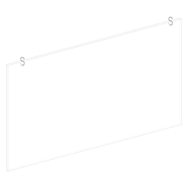 Schilderträger, Flachschild zum Aufhängen, Acrylglas, transparent, 400 x 230 mm, 2 x gebohrt