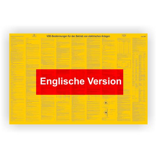 Sicherheitsaushang, VDE-Bestimmungen ENGLISCH DIN VDE 0105, Kunststoff, 1000 x 660 mm-0
