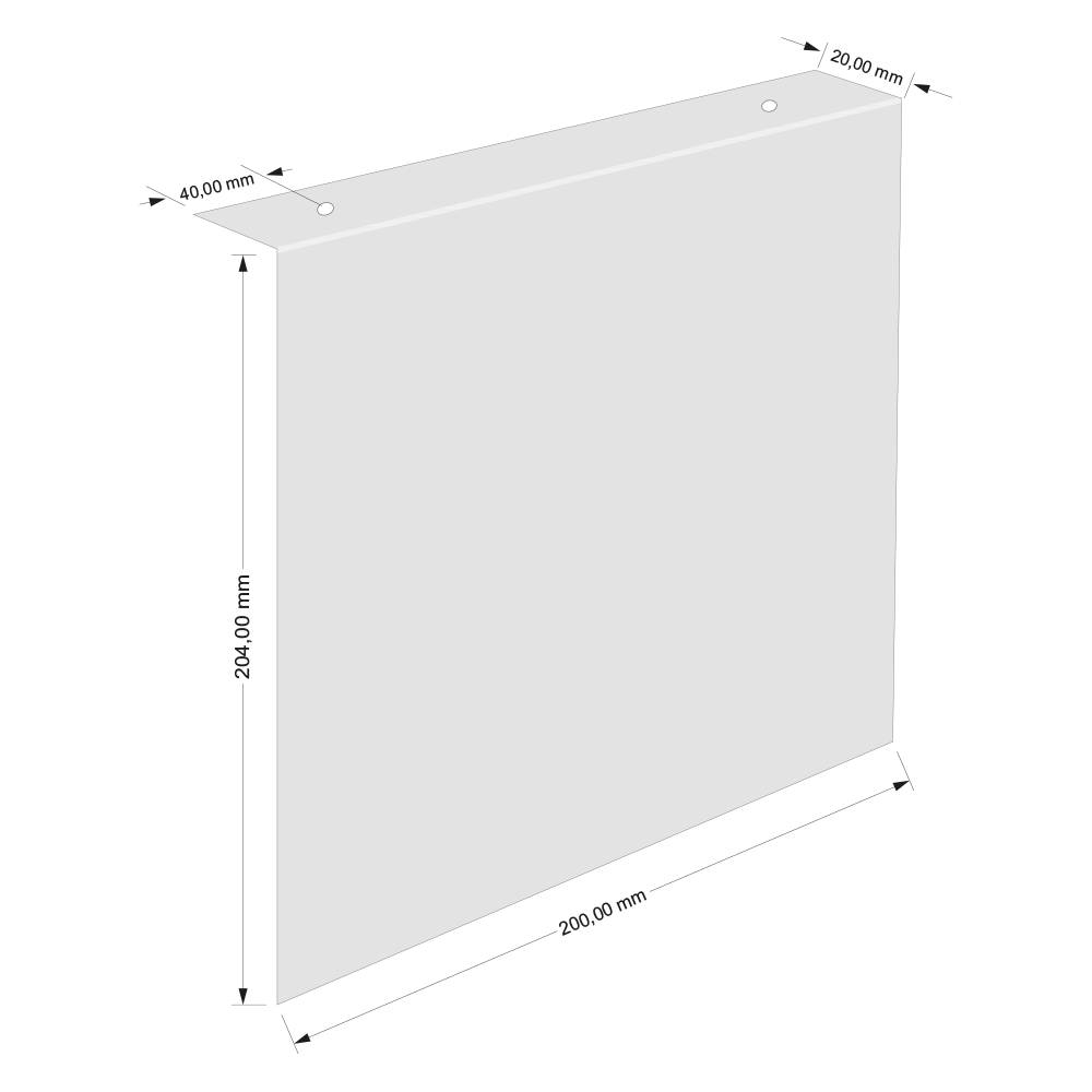 Schilderträger, Fahnenschild für Deckenmontage, Kunststoff, 200 x 204 mm, 2 x gebohrt-1