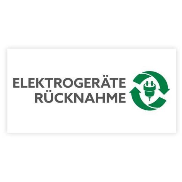 Wertstoffkennzeichnung - ELEKTROGERÄTERÜCKNAHME Kunststoff, 300 x 150 mm