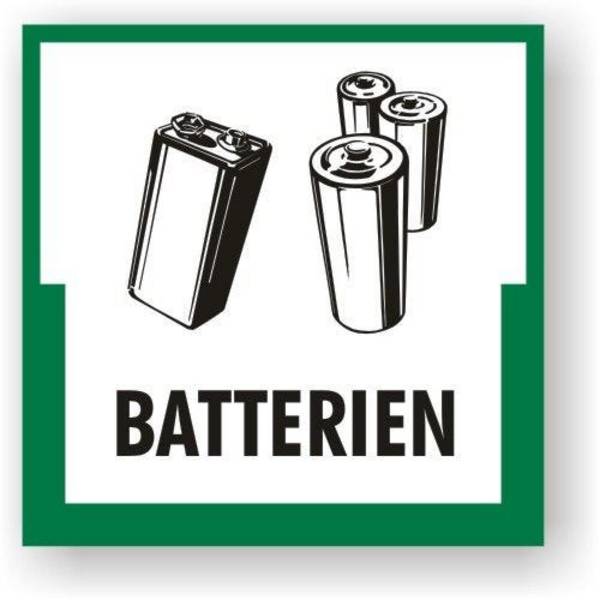 Wertstoffkennzeichnung - Batterien Kunststoff, 300 x 300 x 2 mm