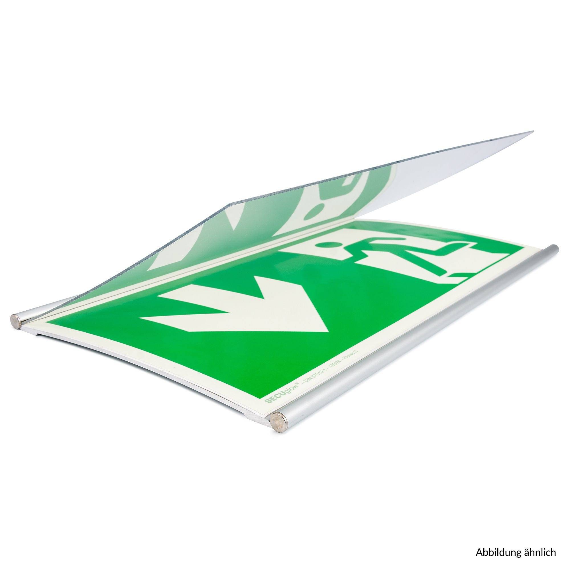 Infoschild PRIMUS mit Abdeckscheibe, Querformat aus Aluminium, silber eloxiert, 400 x 223 mm-2