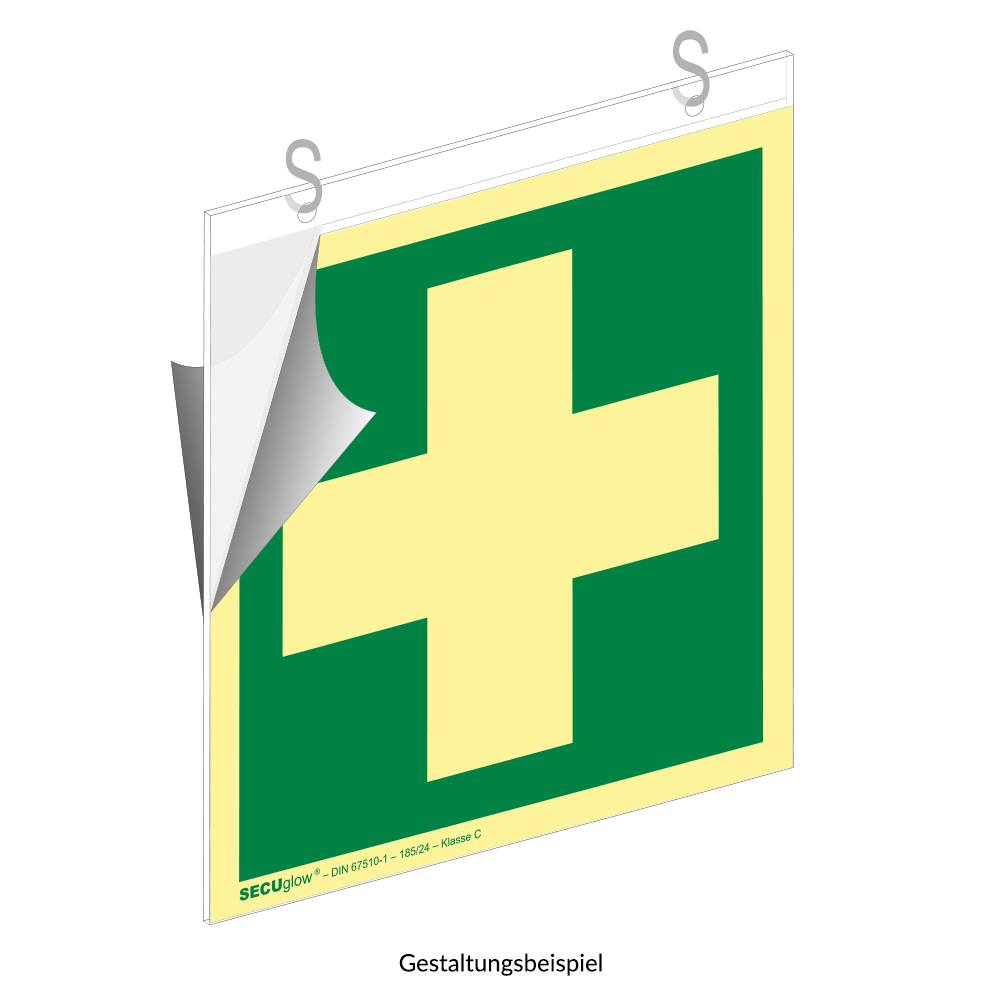 Schilderträger, Flachschild zum Aufhängen, Acrylglas, transparent, 150 x 180 mm, 2 x gebohrt-1