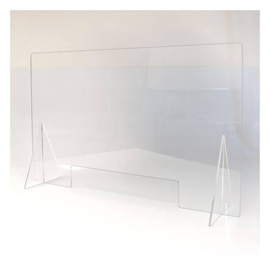 Infektionsschutzscheibe aus Acryl, 1000 x 600 mm, mit breitem Fenster, freistehend-2