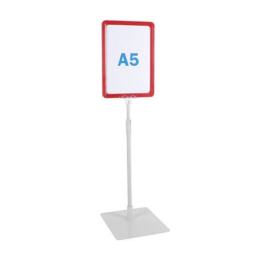 Plakatrahmen inkl. Standfuß und Halterung, DIN A5 rot, Standfläche grau-0