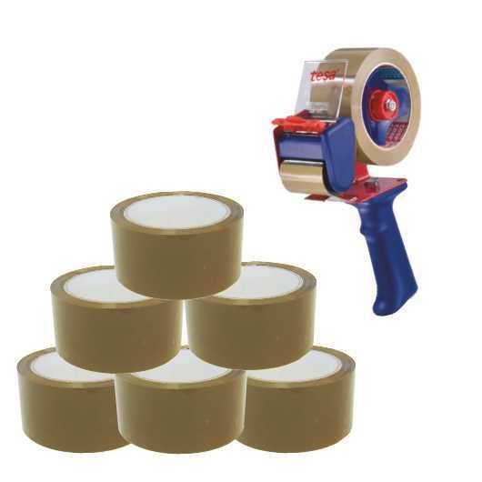 Spar-Set mit 1 St. Handabroller "Economy" und 6 Rollen PP-Paketband, 50 mm x 66 m-0