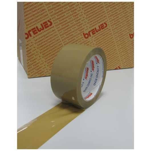 PP-Paketband, stark, braun, 48 µm, mit Naturkautschukkleber, 50 mm x 66 m, 6 Rollen/ VE-0