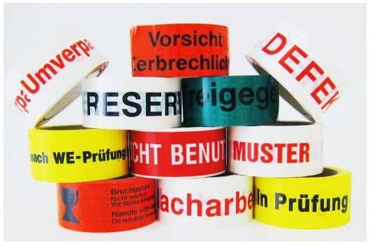 PVC-Paketband - Muster -, 50 mm x 66 m, weiß / rot-1
