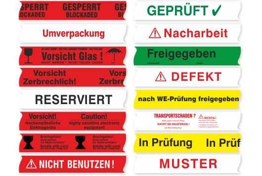 PVC-Paketband - Muster -, 50 mm x 66 m, weiß / rot-2