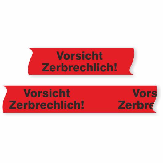 PVC-Paketband - Vorsicht Zerbrechlich! -, 50 mm x 66 m, rot / schwarz-0