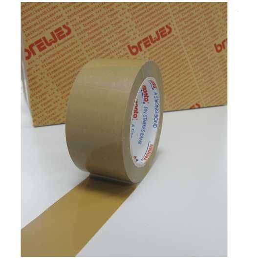 PVC-Paketband, stark, braun, 52 µm, mit Naturkautschukkleber, 50 mm x 66 m, 6 Rollen/ VE-0