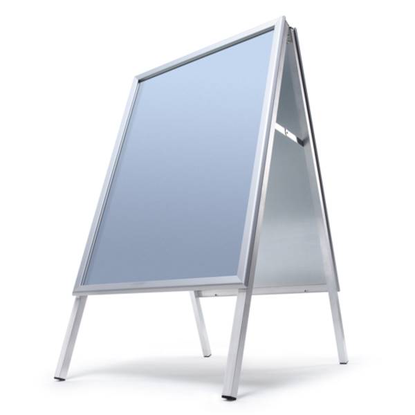 Kundenstopper, Aluminium silber eloxiert, DIN A2, beidseitig Klapprahmen 32 mm, Innenbereich