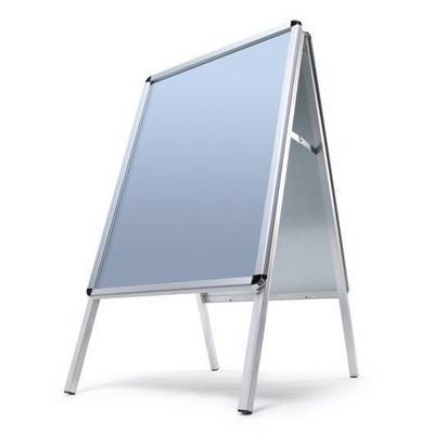 Kundenstopper, Aluminium silber eloxiert, DIN A2, beidseitig Klapprahmen 32 mm, wetterfest-0