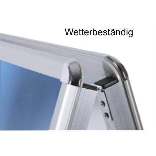 Kundenstopper, Aluminium silber eloxiert, DIN A2, beidseitig Klapprahmen 32 mm, wetterfest-1