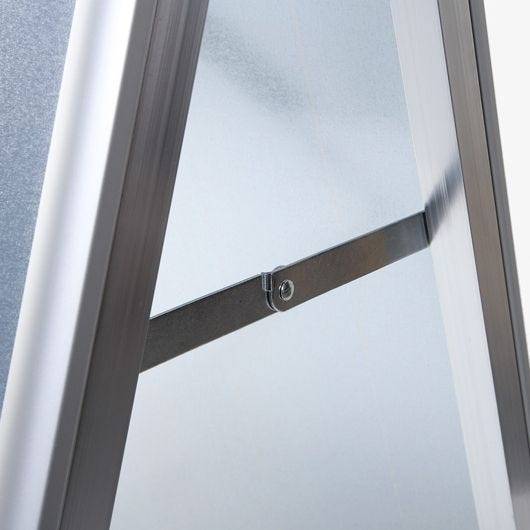 Kundenstopper, Aluminium silber eloxiert, DIN A2, beidseitig Klapprahmen 32 mm, Innenbereich-2