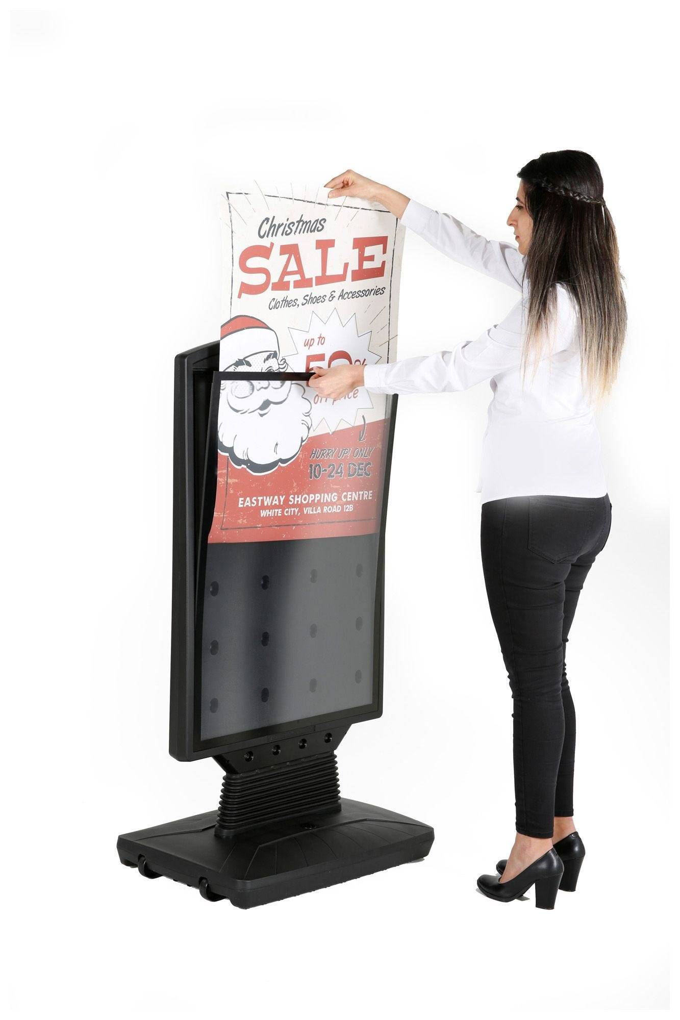Kundenstopper MasterSign FLEX, doppelseitig, A1, mit Wasserfuß und Rollen, schwarz-3