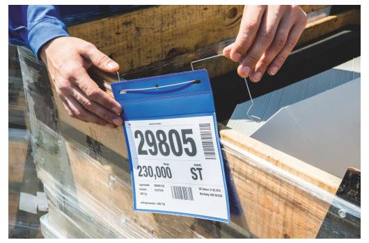 Drahtbügeltasche, DIN A4, quer, mit Regenschutz, blau, Vorderseite: transparent, 311 x 280 mm-1