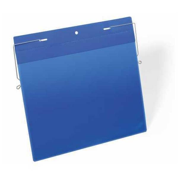 Drahtbügeltasche, DIN A4, quer, mit Regenschutz, blau, Vorderseite: transparent, 311 x 280 mm