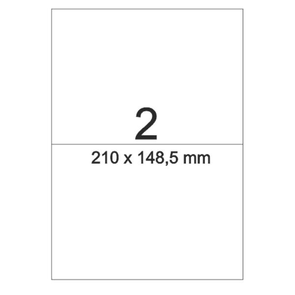 Perforierte Etiketten für Laserdrucker, Papier, weiß, DIN A5 Format, 2 Etiketten/Bog, 1VE=20 Bögen