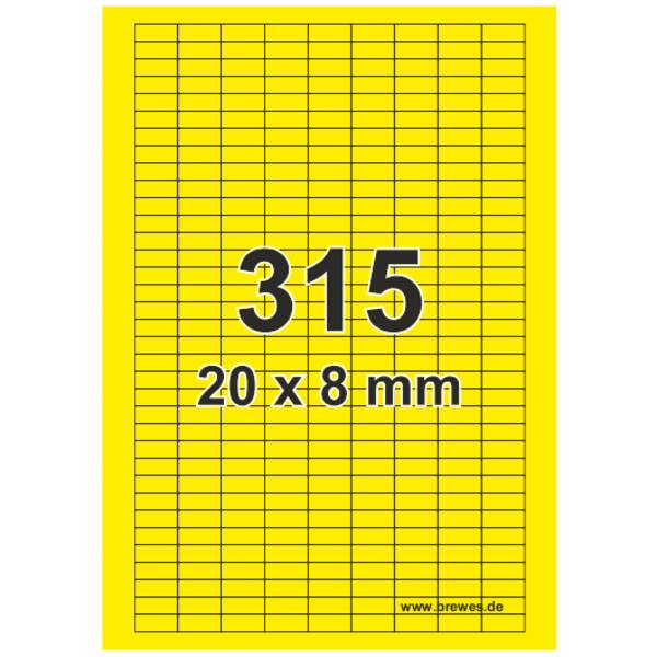Etiketten für Laserdrucker, Polyester, gelb, 20 x 8 mm, 6300 Etiketten auf 20 Blatt