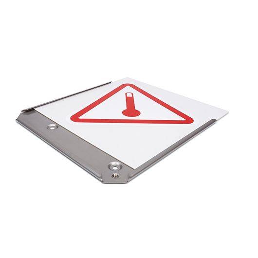 Wechselrahmen für Gefahrgutzeichen, mit Federsicherung, Edelstahl, 300 x 300 mm-2
