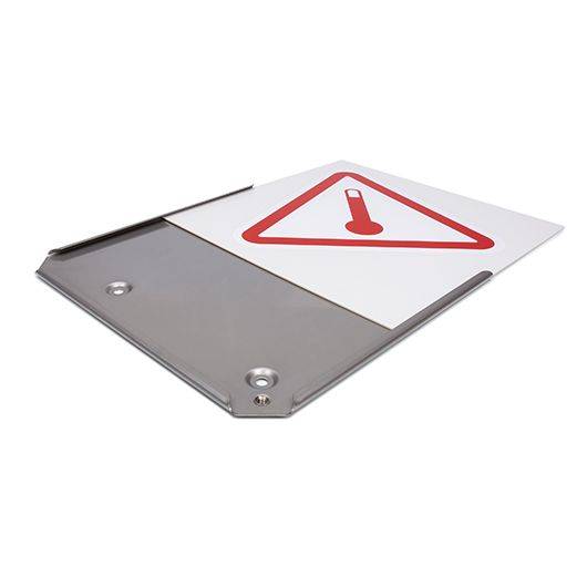 Wechselrahmen für Gefahrgutzeichen, mit Federsicherung, Edelstahl, 300 x 300 mm-4
