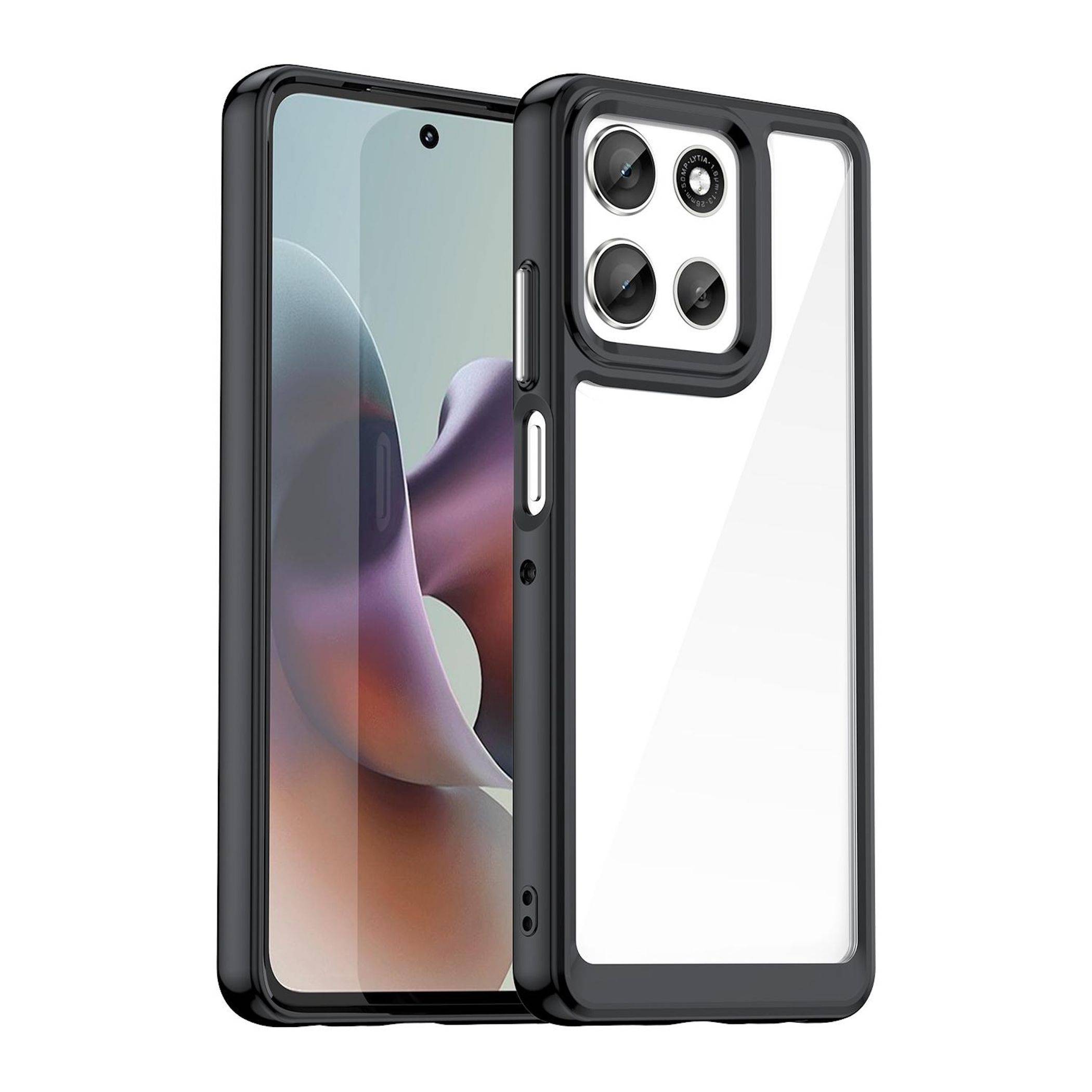 Für Motorola Moto G56 5G Colorful Series TPU / Acryl Hybrid Schutz Hülle Schwarz-0